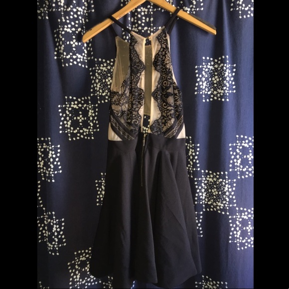 Windsor Black & Nude Mesh Skater Style Short Dress - Picture 2 of 5